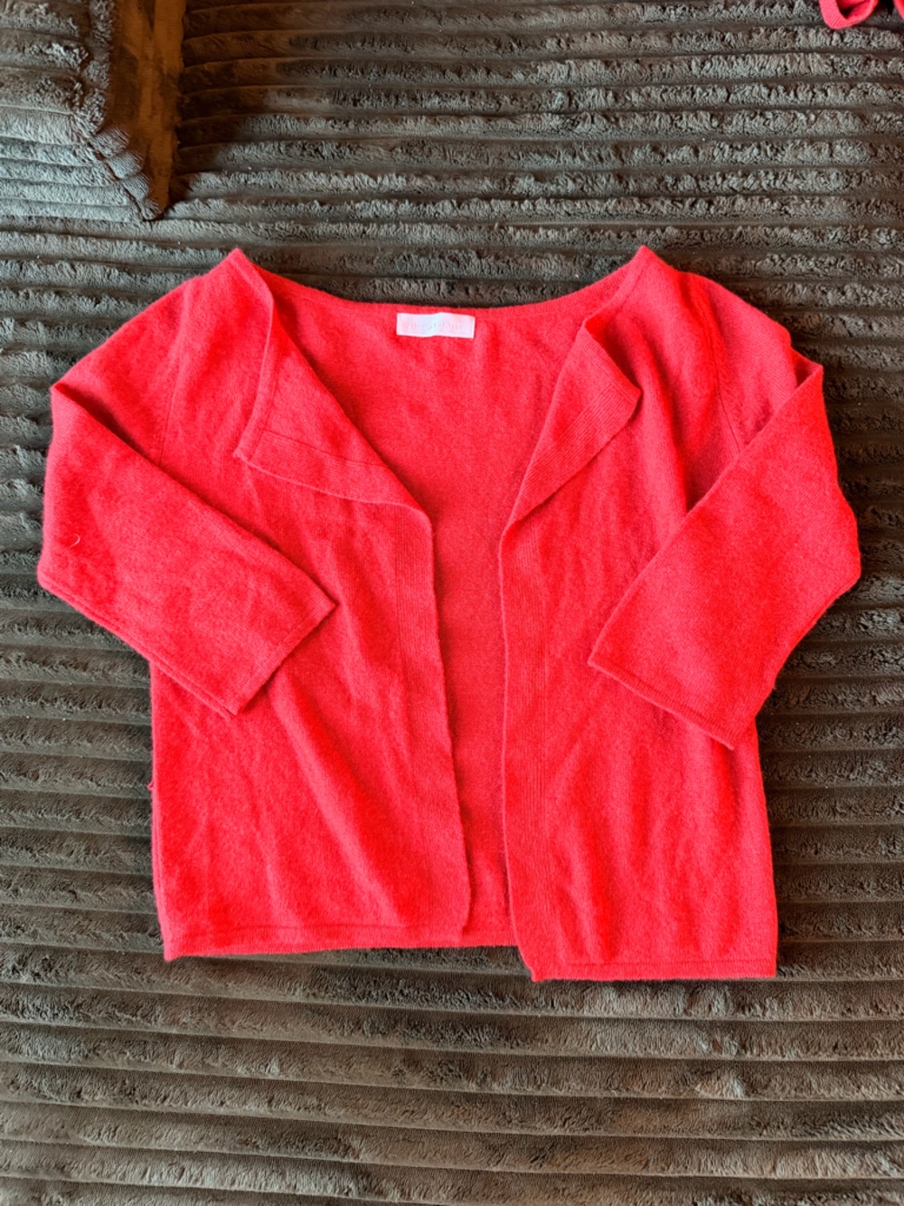 Jill Stuart Bright Red Cashmere Cardigan With Matching Tank Top Set